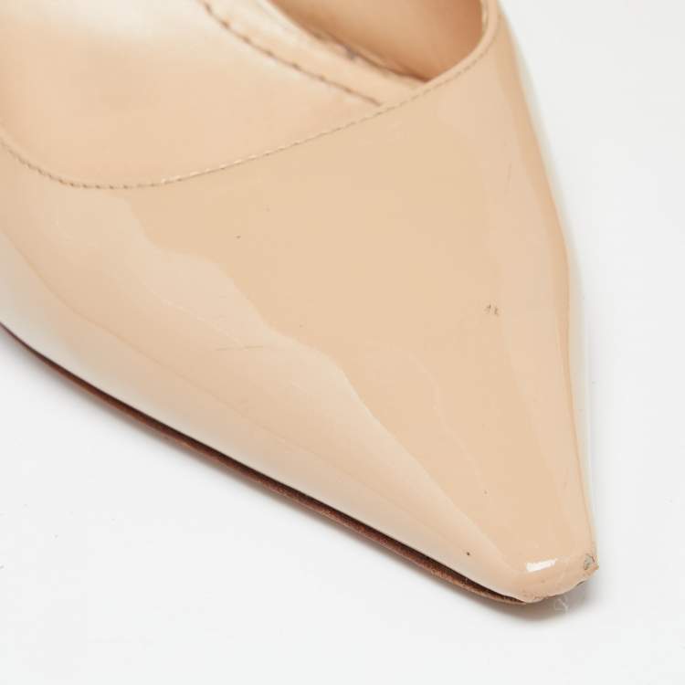 Pre Owned Dior Beige Patent Leather J'adior Slingback Pumps Size 40.5