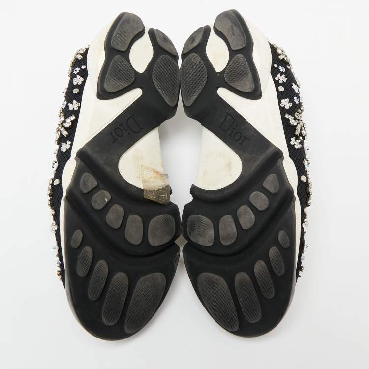 مملوكة مسبقًا Dior Black Mesh Fusion Crystal Embellished Sneakers Size 36.5