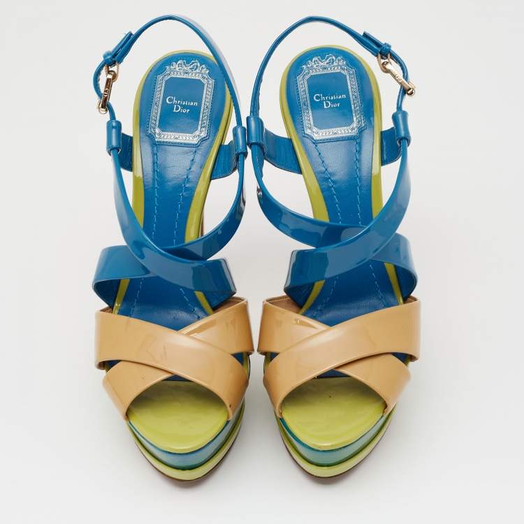Pre Owned Dior Multicolor Patent Leather  Platform Sandals Size 39