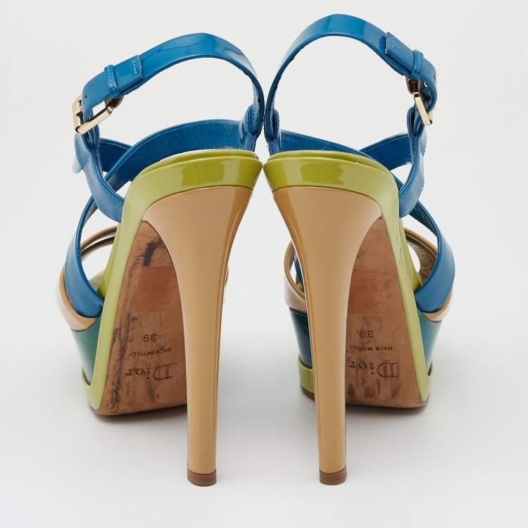 Pre Owned Dior Multicolor Patent Leather  Platform Sandals Size 39
