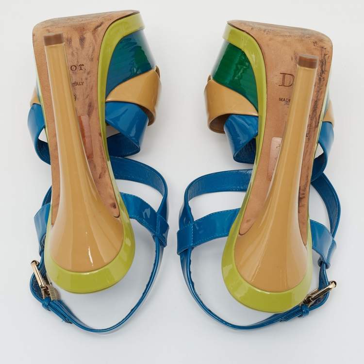 Pre Owned Dior Multicolor Patent Leather  Platform Sandals Size 39
