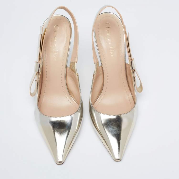 Pre Owned Dior Silver Leather J'Adior  Slingback Pumps Size 39