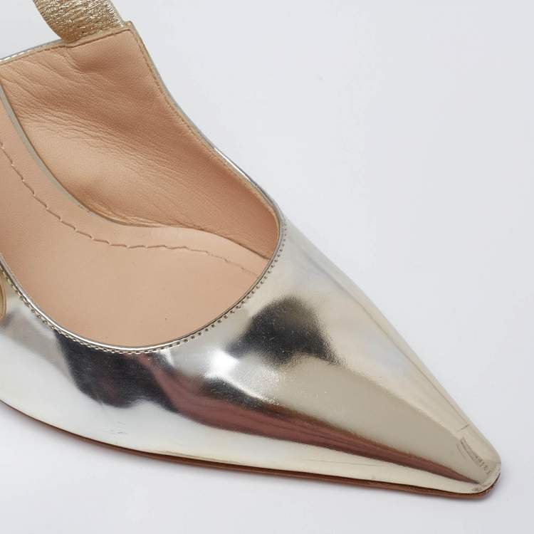 Pre Owned Dior Silver Leather J'Adior  Slingback Pumps Size 39