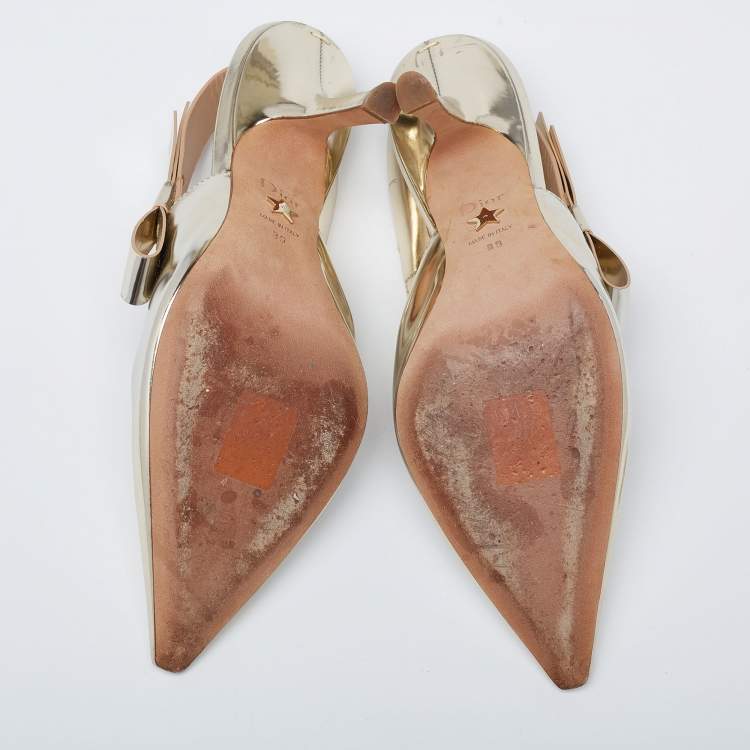 Pre Owned Dior Silver Leather J'Adior  Slingback Pumps Size 39