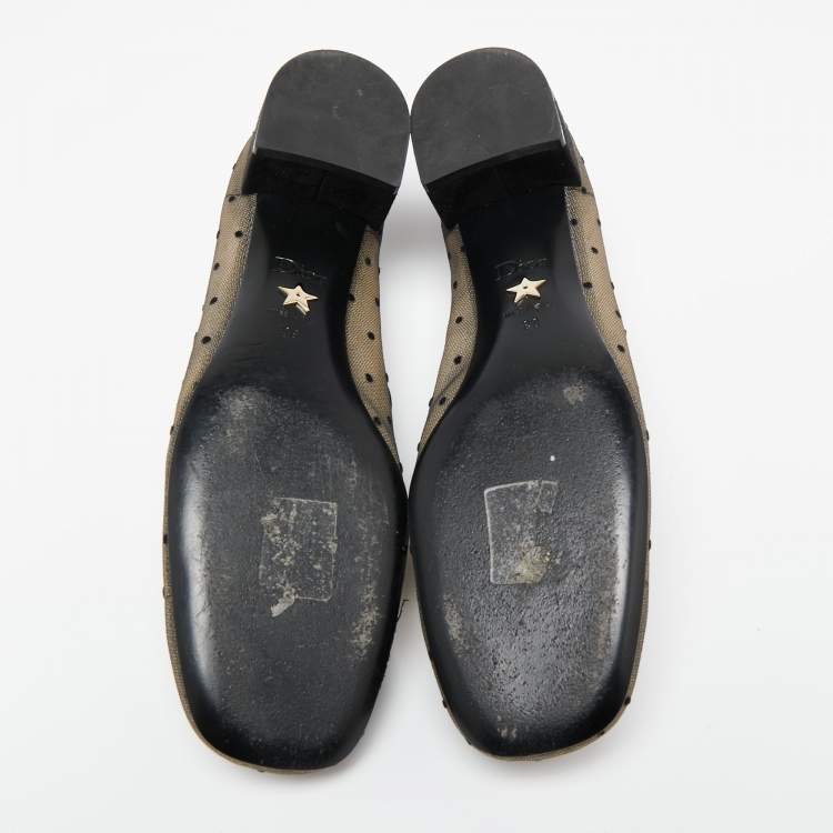 Pre Owned Dior Black Mesh And Suede Trim Baby-D Mary Jane Flats Size 38