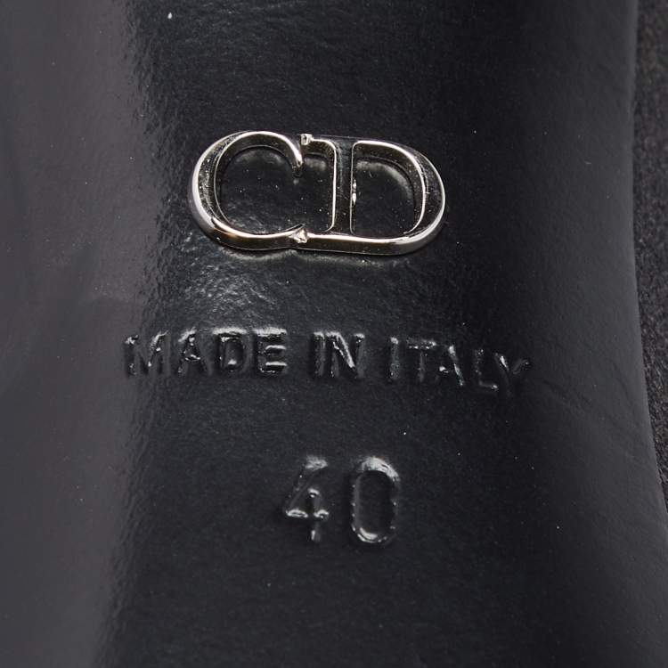 Pre Owned Dior Black Glitter And Satin Flower Detail Ankle Strap Sandals Size 40
