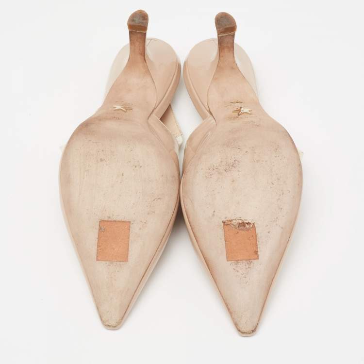 Pre Owned Dior Beige Patent Leather J'adior Slingback Sandals Size 38.5