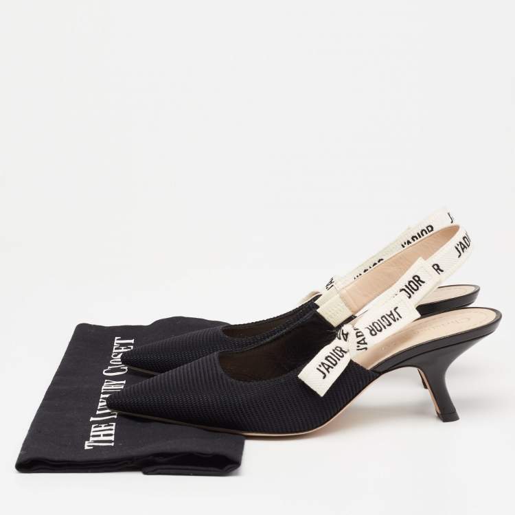 Pre Owned Dior Black Technical Fabric J'adior Slingback Pumps Size 38.5