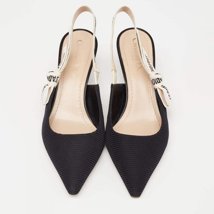 Pre Owned Dior Black Technical Fabric J'adior Slingback Pumps Size 38.5
