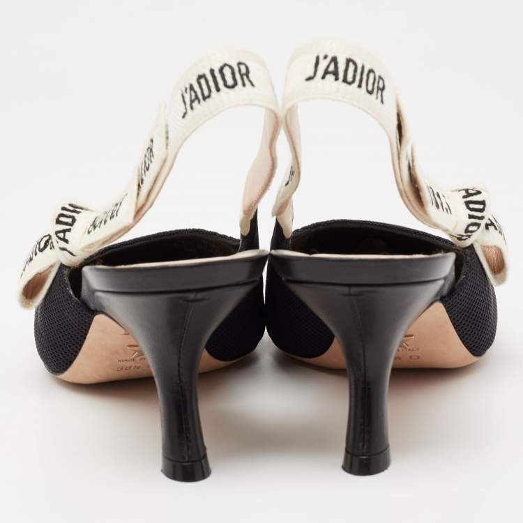 Pre Owned Dior Black Technical Fabric J'adior Slingback Pumps Size 38.5