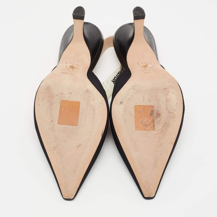 Pre Owned Dior Black Technical Fabric J'adior Slingback Pumps Size 38.5