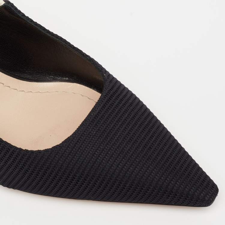 Pre Owned Dior Black Technical Fabric J'adior Slingback Pumps Size 38.5