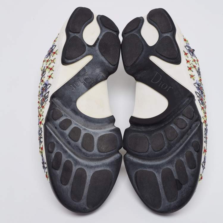 Pre Owned Dior White Mesh Embellished Fusion Slip On Sneakers Size 38
