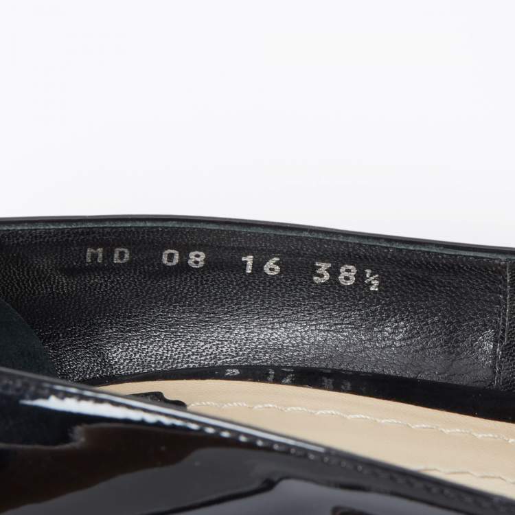 Pre Owned Dior Black Ombre Microcannage Patent Leather Cap Toe Pointed Toe Pumps Size 38.5