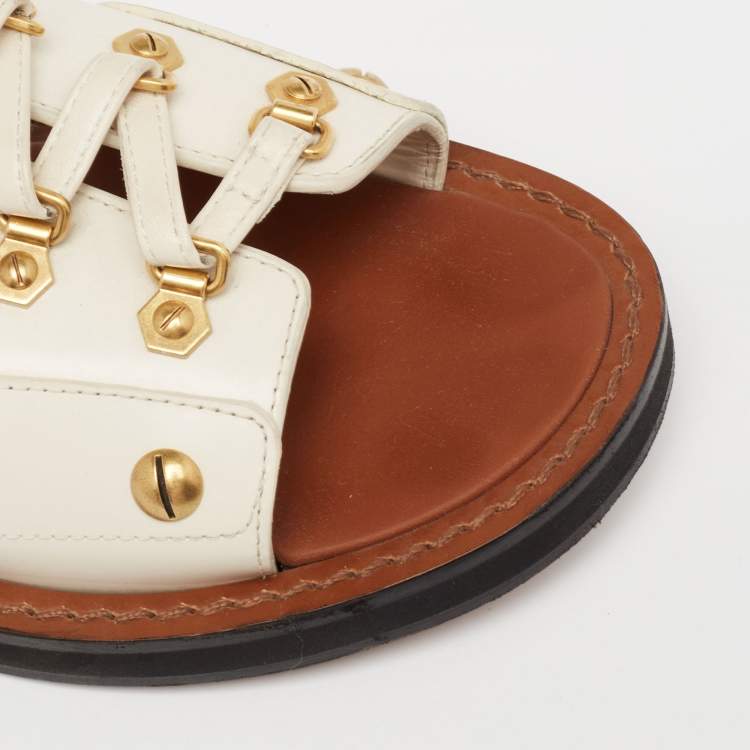 Pre Owned Dior Cream Leather Wildior Slingback Flat Sandals Size 40