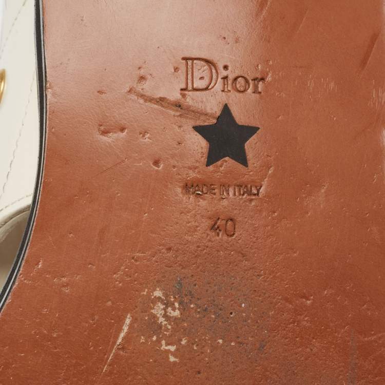 Pre Owned Dior Cream Leather Wildior Slingback Flat Sandals Size 40