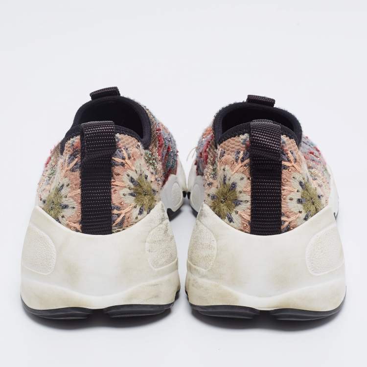 Pre Owned Dior Multicolor Bead Embroidered Mesh Fusion Slip-On Sneakers Size 36