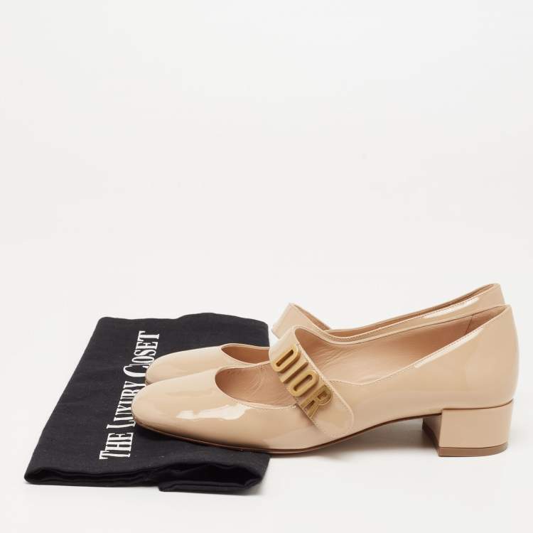Pre Owned Dior Nude Patent Leather Baby-D Mary Jane Pumps Size 35