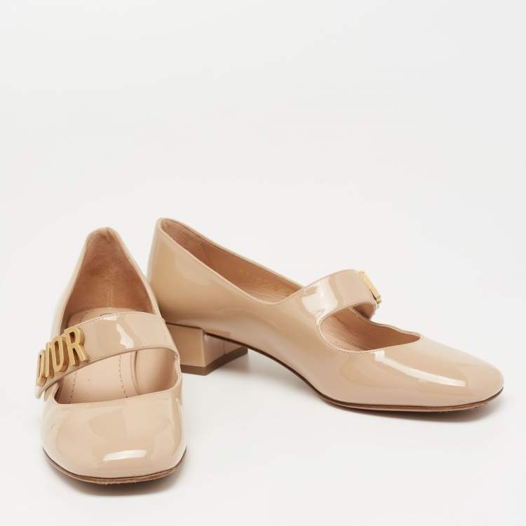 Pre Owned Dior Nude Patent Leather Baby-D Mary Jane Pumps Size 35