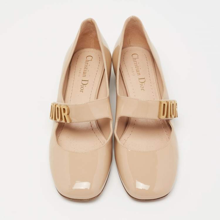 Pre Owned Dior Nude Patent Leather Baby-D Mary Jane Pumps Size 35