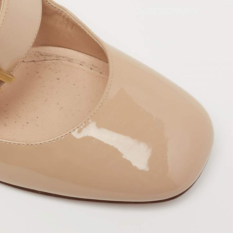 Pre Owned Dior Nude Patent Leather Baby-D Mary Jane Pumps Size 35