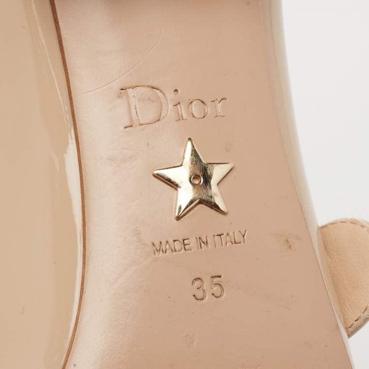 Pre Owned Dior Nude Patent Leather Baby-D Mary Jane Pumps Size 35