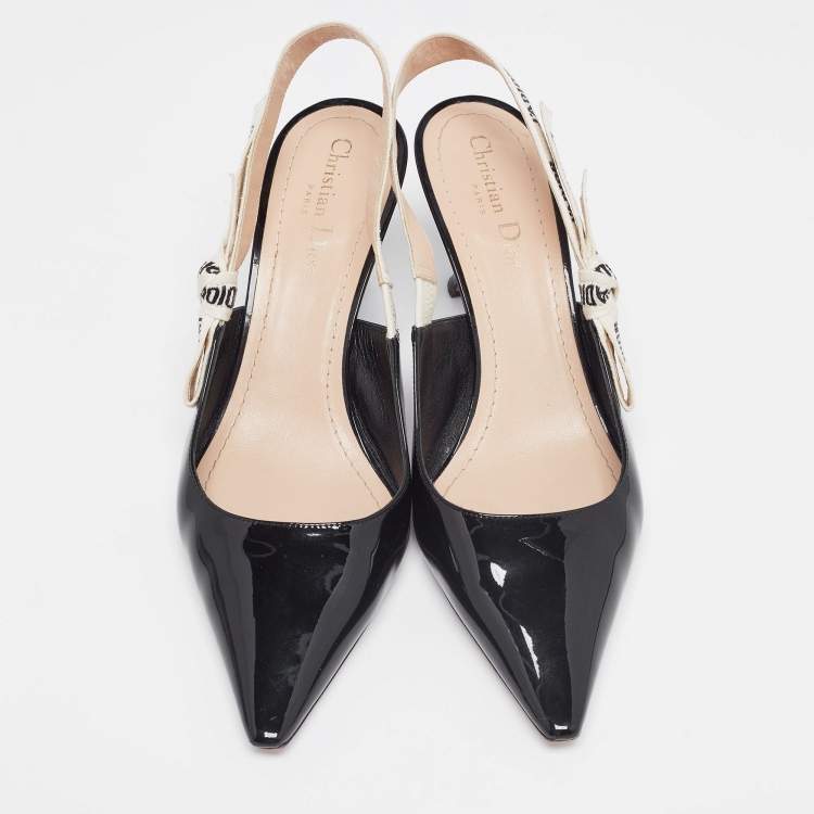 Pre Owned Dior Black Patent Leather J'adior Slingback Pumps Size 40.5 