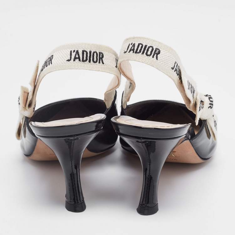 Pre Owned Dior Black Patent Leather J'adior Slingback Pumps Size 40.5 