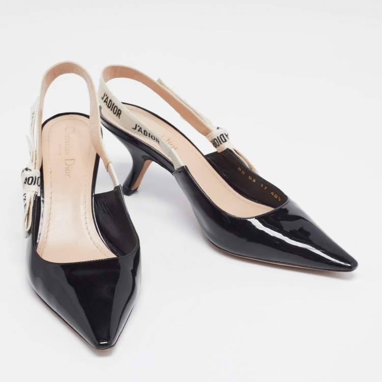 Pre Owned Dior Black Patent Leather J'adior Slingback Pumps Size 40.5 