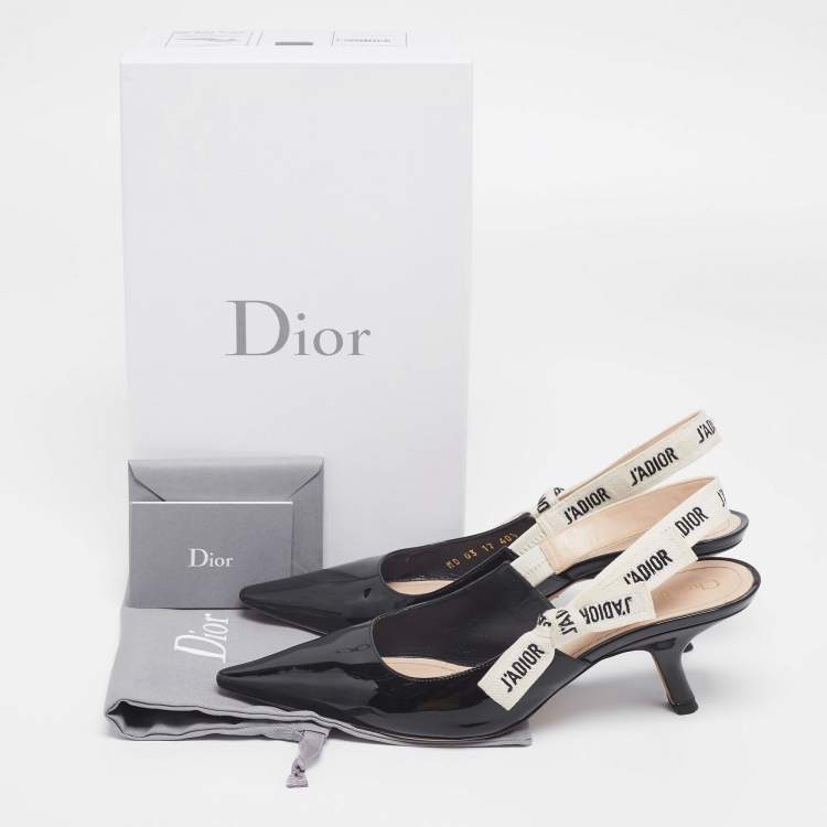 Pre Owned Dior Black Patent Leather J'adior Slingback Pumps Size 40.5 