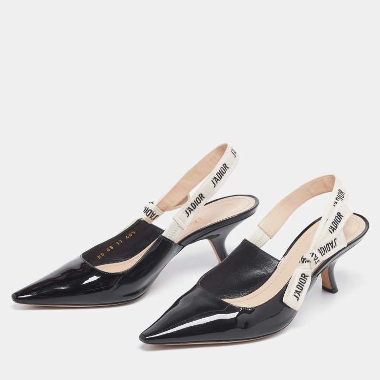 Pre Owned Dior Black Patent Leather J'adior Slingback Pumps Size 40.5 