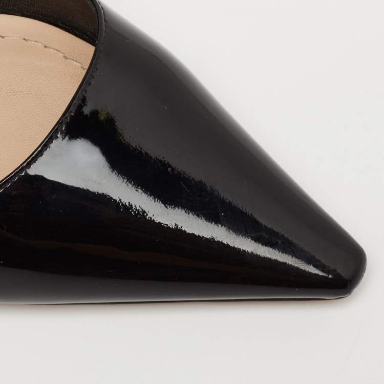 مملوكة مسبقًا Dior Black Patent Leather J'adior Slingback Pumps Size 37