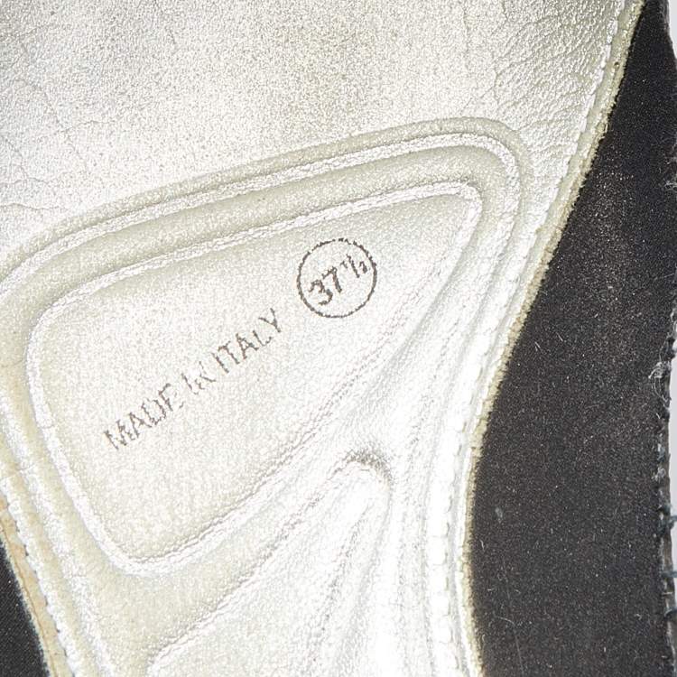 مملوكة مسبقًا Dior Black Leather And Mesh Embellished Low Top Sneakers Size 37.5