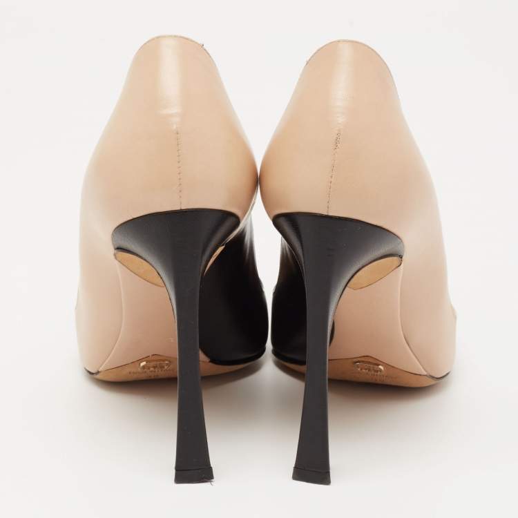 Pre Owned Dior Two Tone Leather Pointed Toe Pumps Size 38