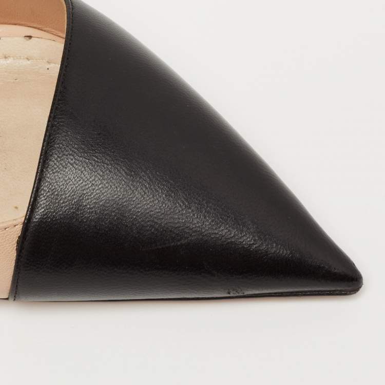 Pre Owned Dior Two Tone Leather Pointed Toe Pumps Size 38