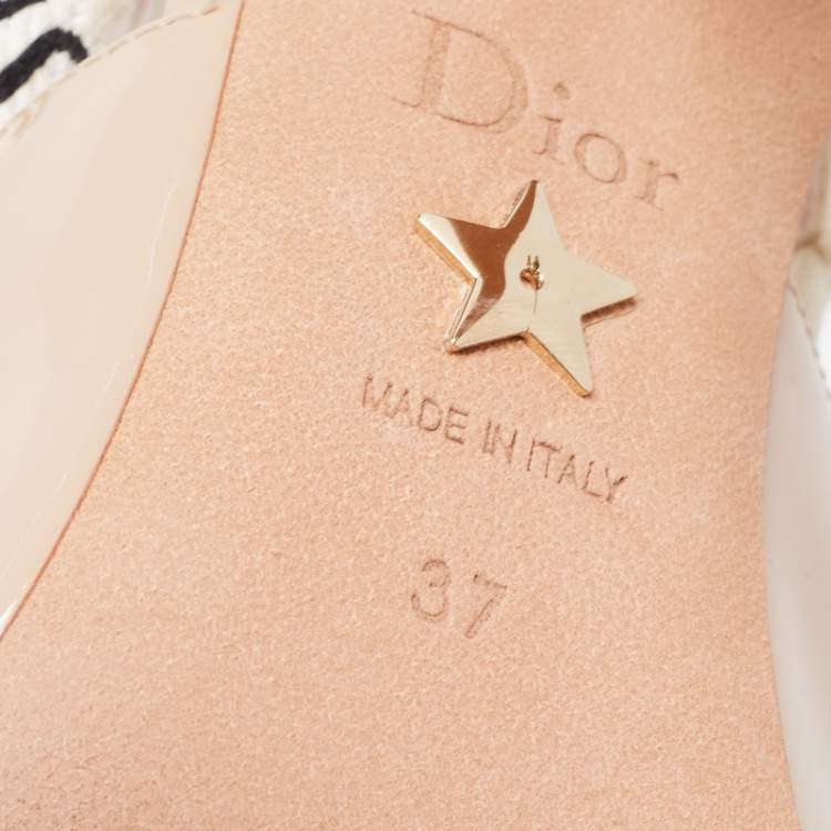 مملوكة مسبقًا Dior Beige Patent Leather j'adior Slingback Pumps Size 37