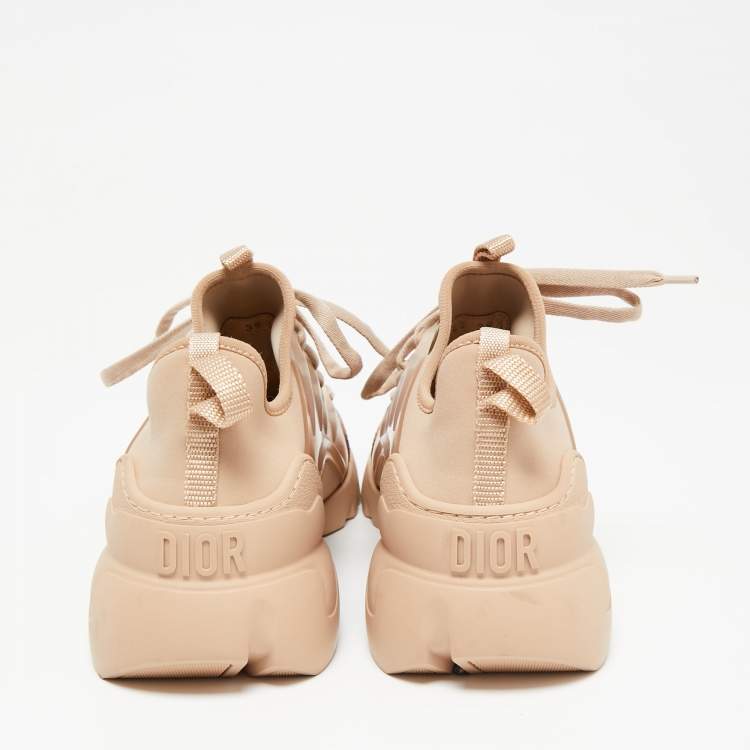 Pre Owned Dior Nude Fabric and Leather D-connect Lace Up  Sneakers Size 39.5