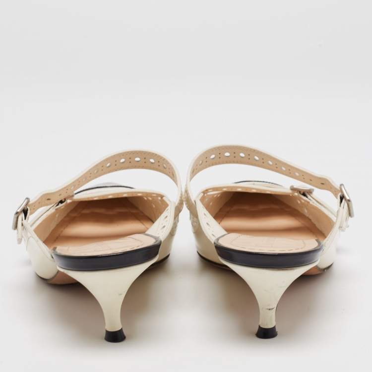 Pre Owned Dior Black/White Leather Spectadior Mules Size 38