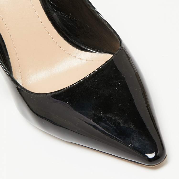 Pre Owned Dior Black Patent Leather J'adior Slingback Pumps Size 39.5