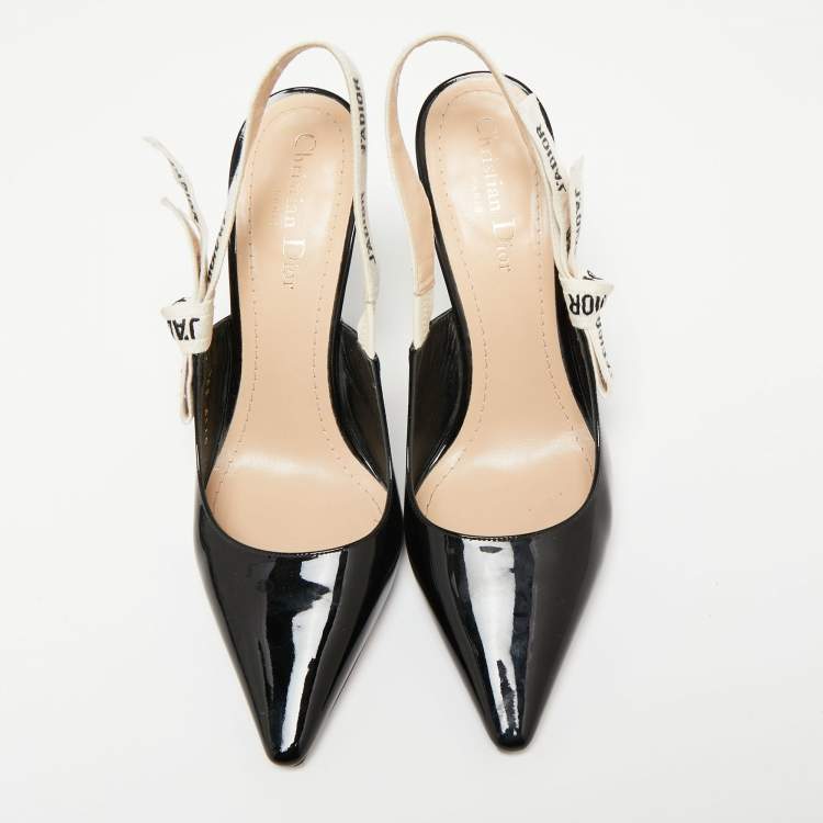 Pre Owned Dior Black Patent Leather J'adior Slingback Pumps Size 39.5
