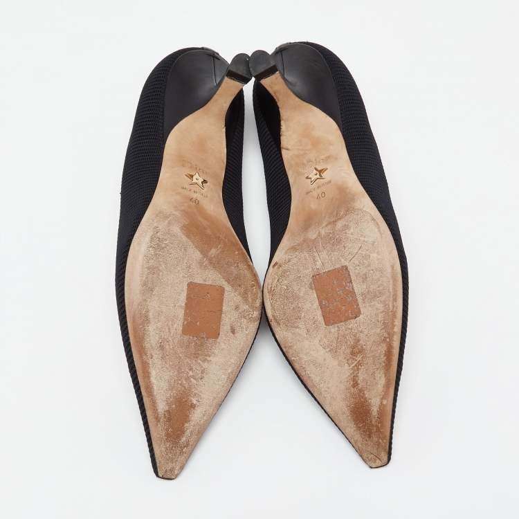 Pre Owned Dior Black Technical Fabric J'adior Ribbon Pointed Toe Pumps Size 40