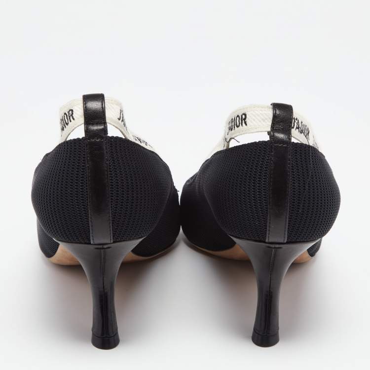 Pre Owned Dior Black Technical Fabric J'adior Ribbon Pointed Toe Pumps Size 40