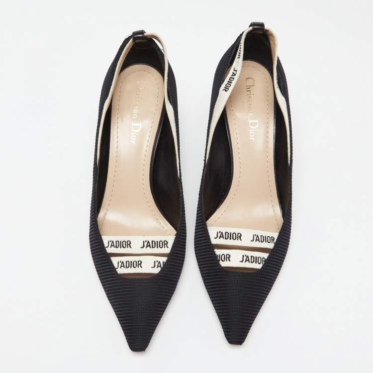 Pre Owned Dior Black Technical Fabric J'adior Ribbon Pointed Toe Pumps Size 40