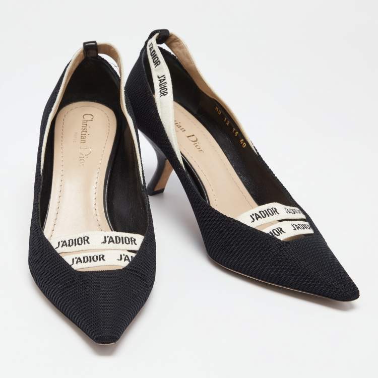 Pre Owned Dior Black Technical Fabric J'adior Ribbon Pointed Toe Pumps Size 40
