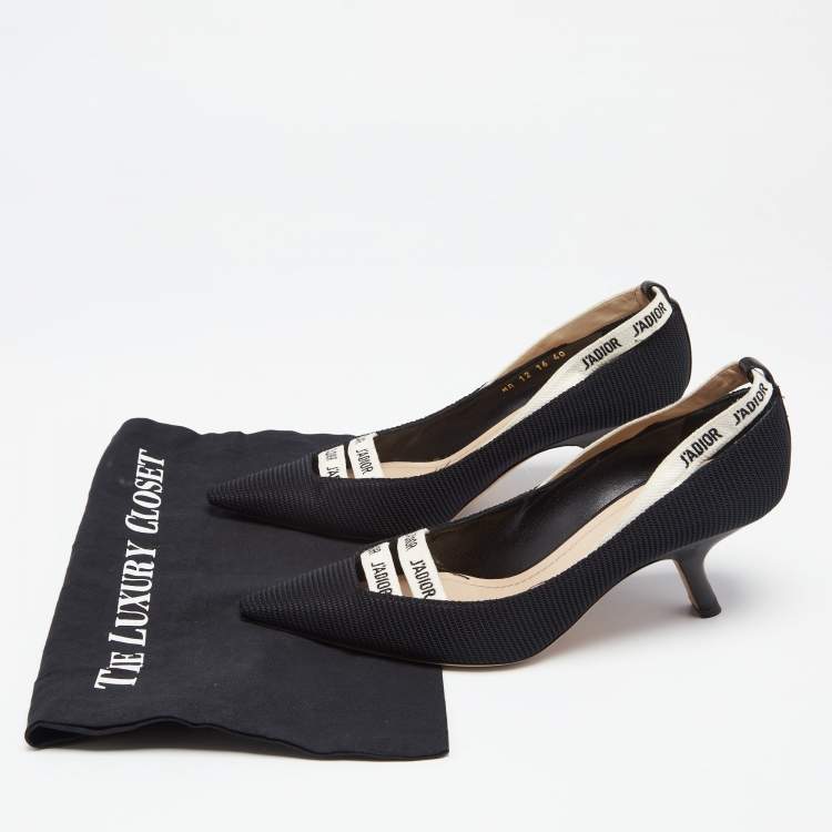 Pre Owned Dior Black Technical Fabric J'adior Ribbon Pointed Toe Pumps Size 40