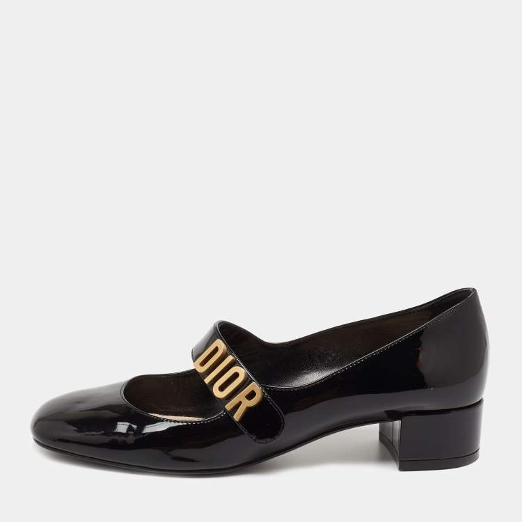 Pre Owned Dior Black Patent Leather Baby D Mary Jane Pumps Size 37