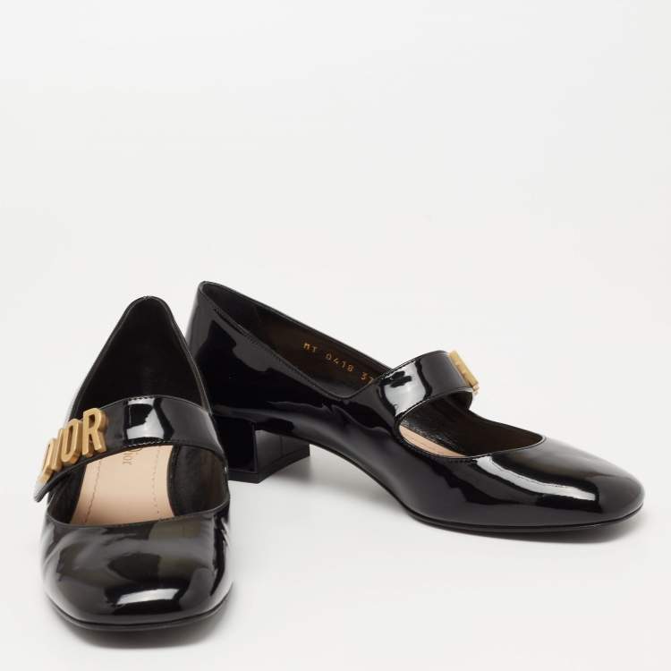 Pre Owned Dior Black Patent Leather Baby D Mary Jane Pumps Size 37