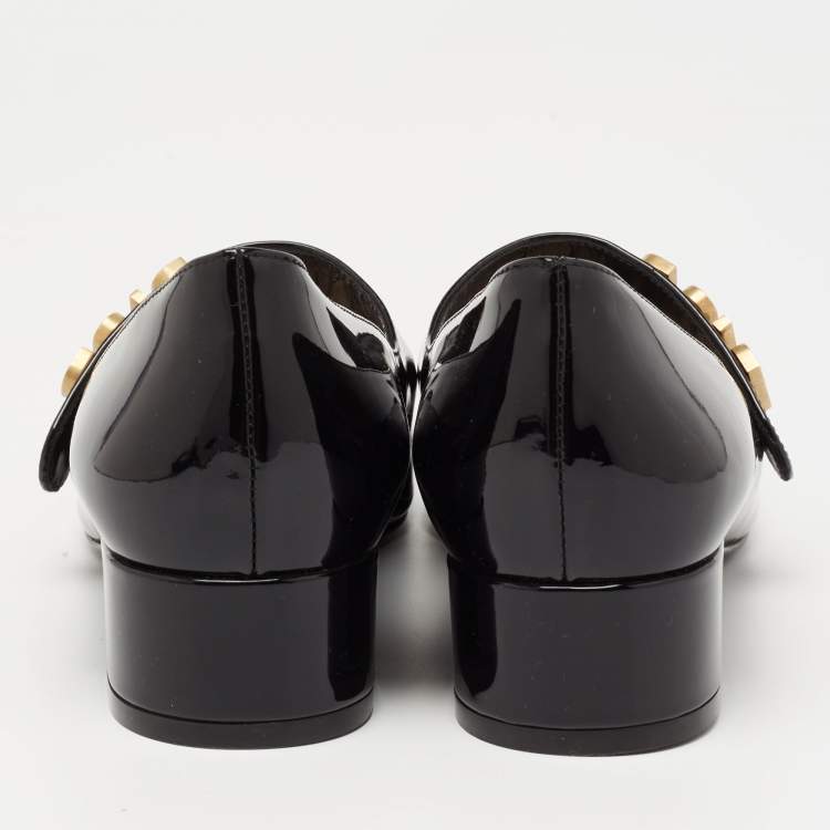 Pre Owned Dior Black Patent Leather Baby D Mary Jane Pumps Size 37