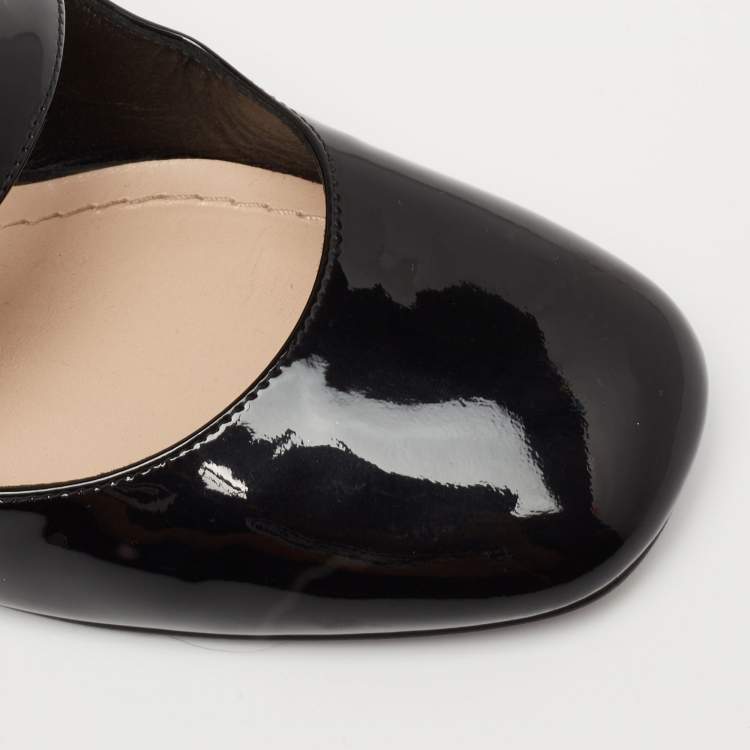 Pre Owned Dior Black Patent Leather Baby D Mary Jane Pumps Size 37