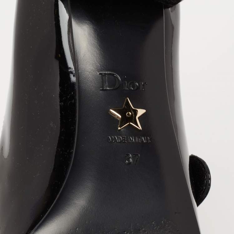 Pre Owned Dior Black Patent Leather Baby D Mary Jane Pumps Size 37